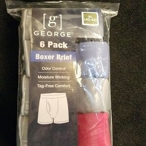Boxer Briefs 6-Pack -2 Black, Gray, 2 Blue, Red Tag Free Moisture Wicking XL